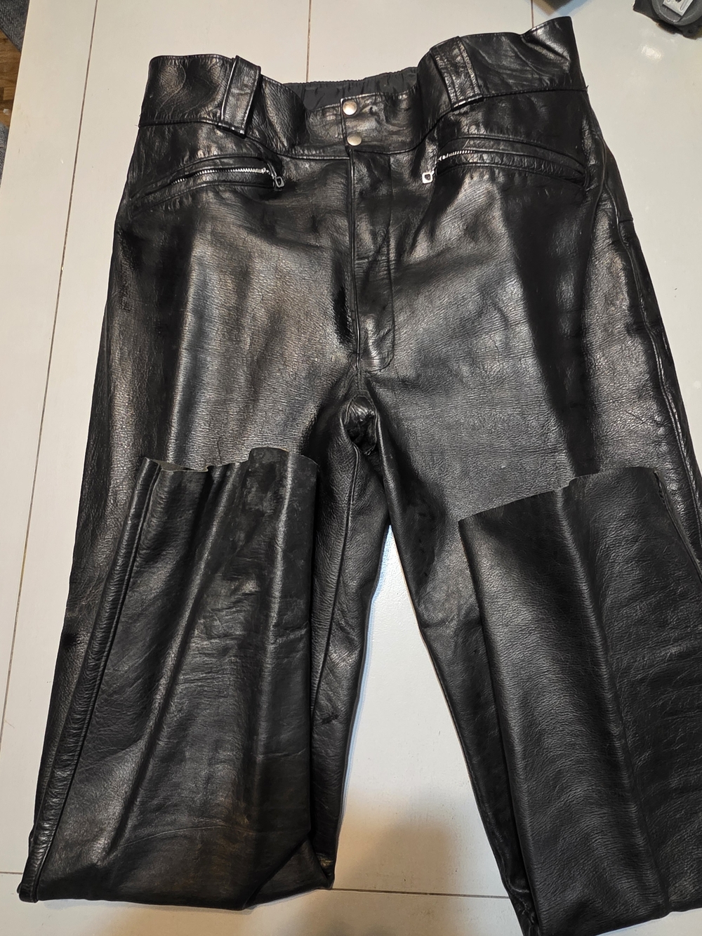 Harley-Davidson Men's Black Leather Straight Jeans
